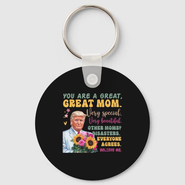 Chaveiro Funny Donald Trump Mothers Day Hold Flower Funny Q (Frente)