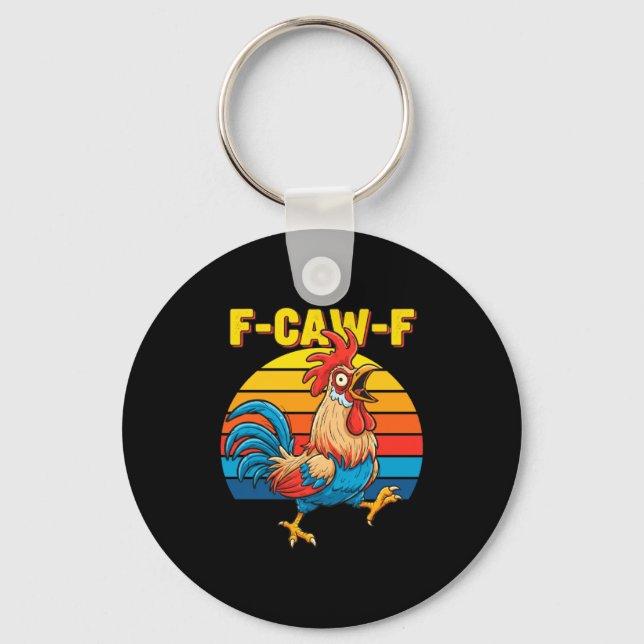 Chaveiro Funny F Awk F Chicken F Caw F Rooster Pun Retro Cl (Frente)
