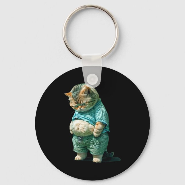 Chaveiro Funny Fat Cat Ia Art Design Print  (Frente)