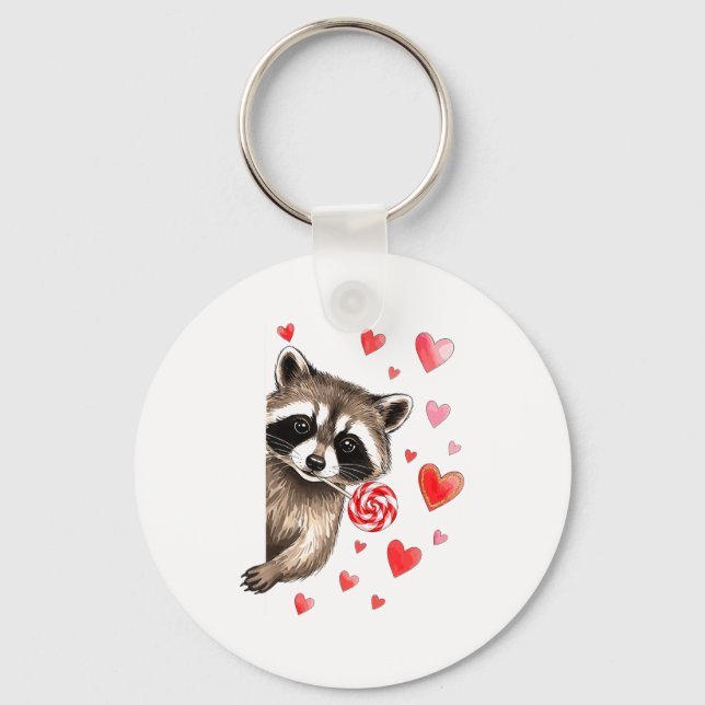Chaveiro Funny Feral Raccoon Valentine's Day Sarcastic Humo (Frente)