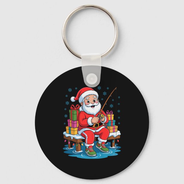 Chaveiro Funny Fisherman Santa Fishing Lovers Christmas Xma (Frente)