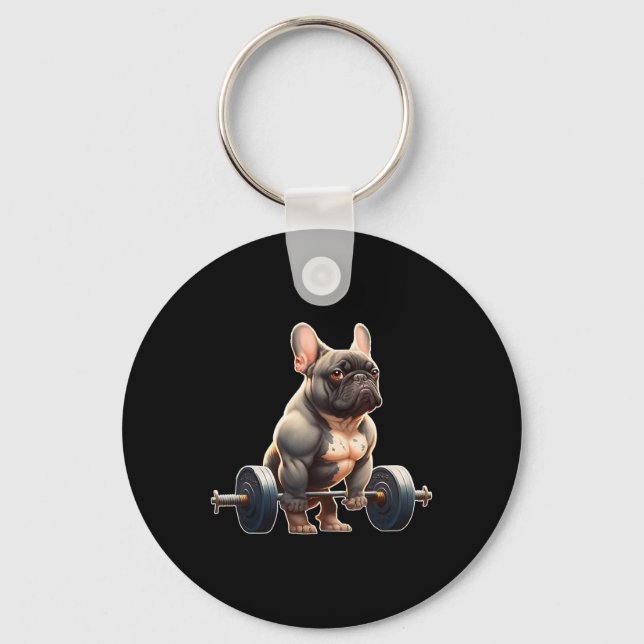 Chaveiro Funny French Bulldog Bodybuilding Gym Frenchie Wei (Frente)