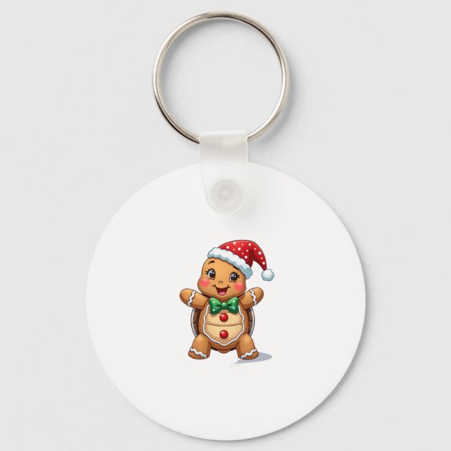 Chaveiro Funny Gingerbread Man Turtle Christmas Womens Mens (Frente)