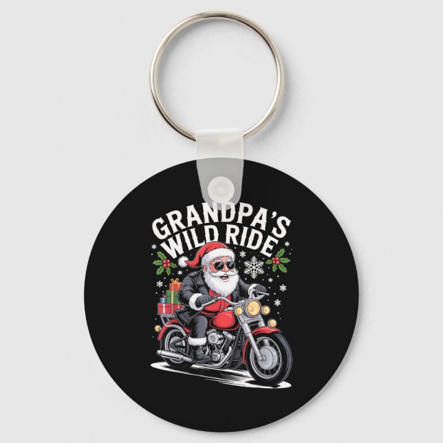 Chaveiro Funny Grandpa's Biker Ride Christmas Motorcycle Sa (Frente)
