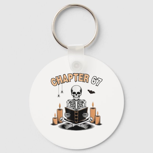 Chaveiro Funny Halloween Skeleton Reading Book 67 Memes _2  (Frente)