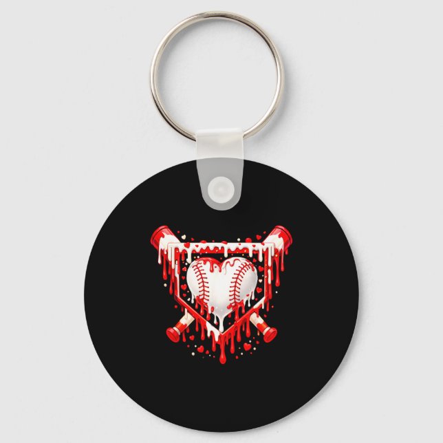 Chaveiro Funny Heart Baseball Drip Ice Cream Valentines Day (Frente)