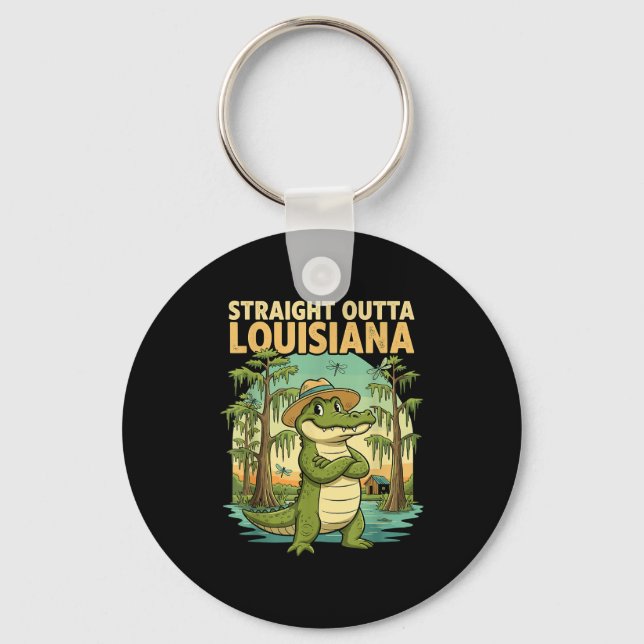 Chaveiro Funny Louisiana Alligator Retro Wildlife Travel Ba (Frente)