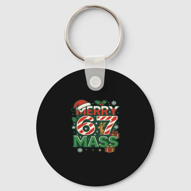 Chaveiro Funny Meme Merry 67 M Candy Cane Christmas Numbers (Frente)