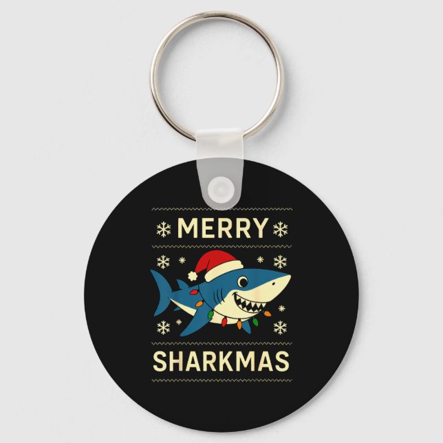 Chaveiro Funny Merry Sharkmas Christmas Shark Humor  (Frente)