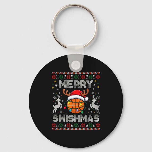 Chaveiro Funny Merry Swishmas Basketball Christmas Reindeer (Frente)