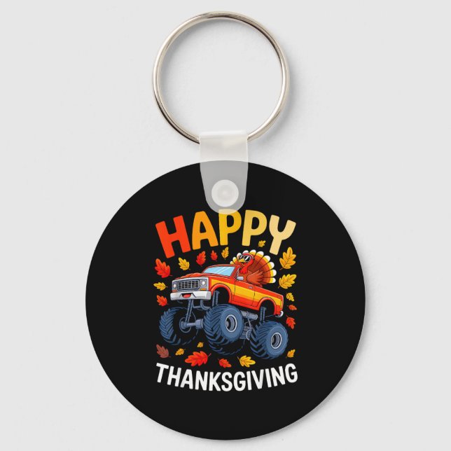 Chaveiro Funny Monster Truck Turkey Happy Thanksgiving For  (Frente)