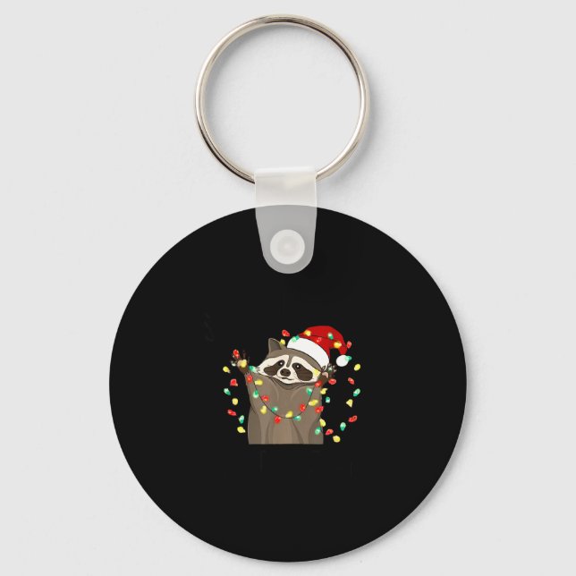 Chaveiro Funny Overstimulated But Festive Raccoon Christmas (Frente)