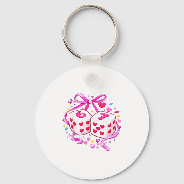 Chaveiro Funny Preppy 67 Valentine Six Seven Dice 6 7 Women (Frente)