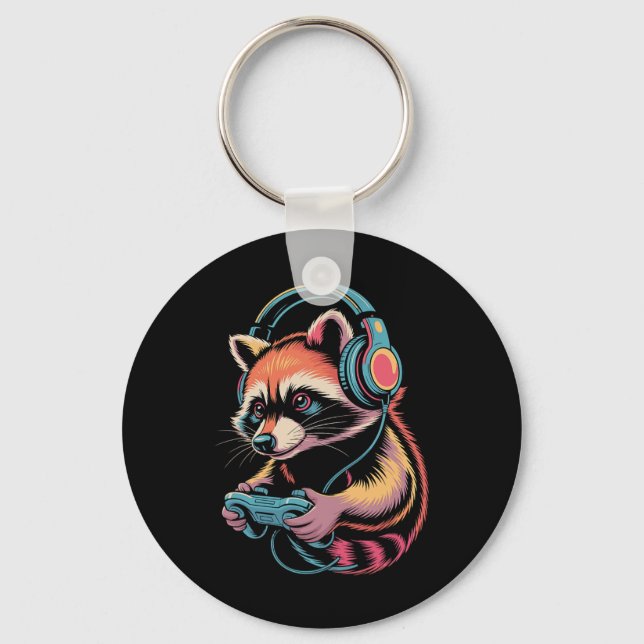 Chaveiro Funny Raccoon Video Gamer Raccoon  (Frente)