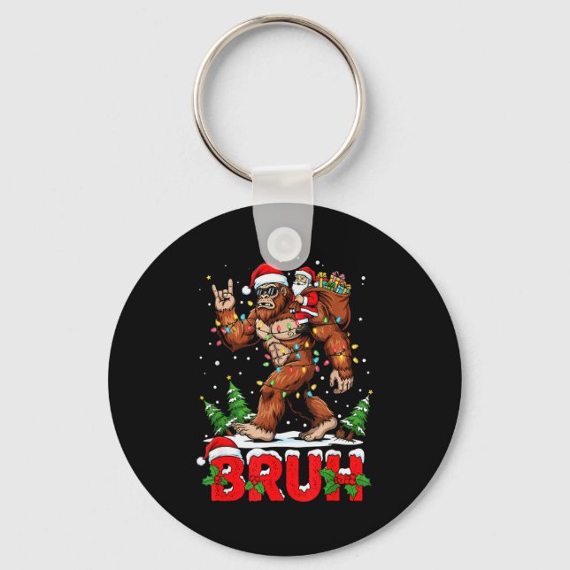 Chaveiro Funny Santa Bigfoot Sasquatch Rock Christmas Xmas  (Frente)