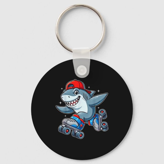 Chaveiro Funny Shark On Roller Skates Cute Cool Skater Anim (Frente)