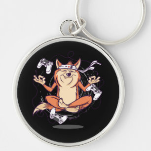 Chaveiro Funny Shiba Inu Dog Yoga Gamer