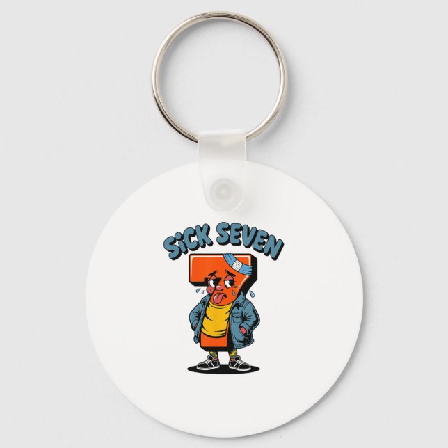 Chaveiro Funny Sick Seven Meme Six Seven Wordplay Halloween (Frente)