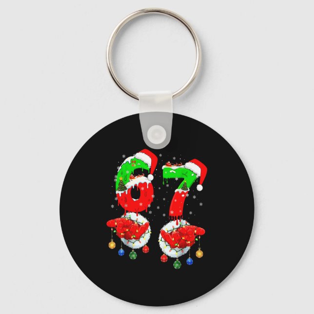 Chaveiro Funny Six Seven 67 Meme 6 7 Christmas Santa Hand B (Frente)