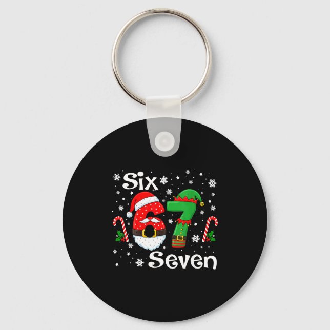 Chaveiro Funny Six Seven 67 Meme 6 7 Elf Santa Christmas Pa (Frente)
