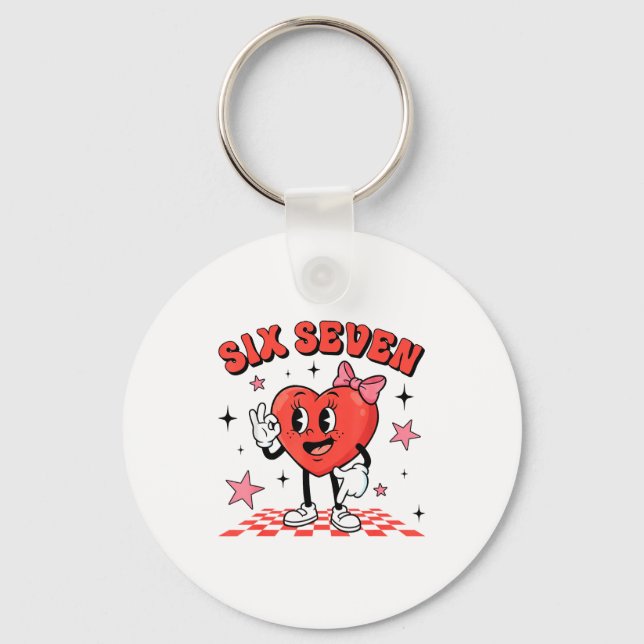 Chaveiro Funny Six Seven Cute Heart 67 Meme Valentine Kids  (Frente)