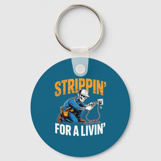 Chaveiro Funny Skeleton Electrician N For A Livin Long Slee (Frente)