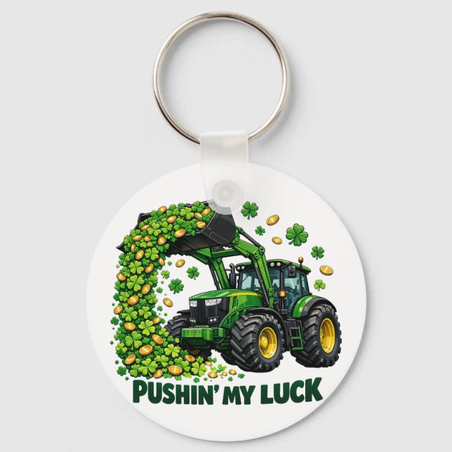 Chaveiro Funny St. Patrick's Day funny Tractor (Frente)