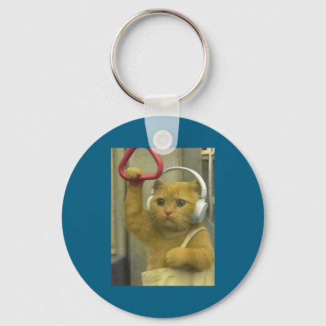 Chaveiro Funny Subway Cat Meme Stud Brainrot Cats Humor Kit (Frente)