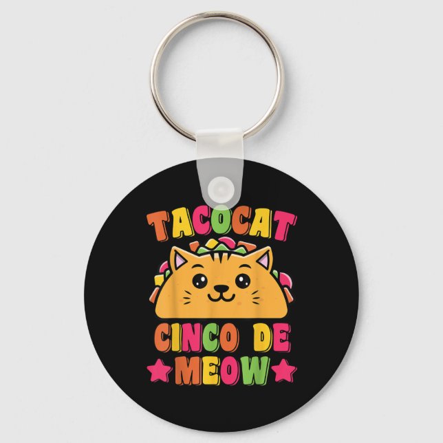 Chaveiro Funny Taco Cat Pun Tacocat Cute Taco Cinco (Frente)