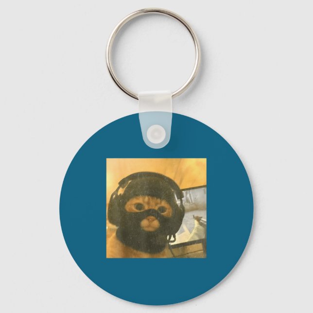 Chaveiro Funny Tactical Gamer Cat Meme Graphic  (Frente)