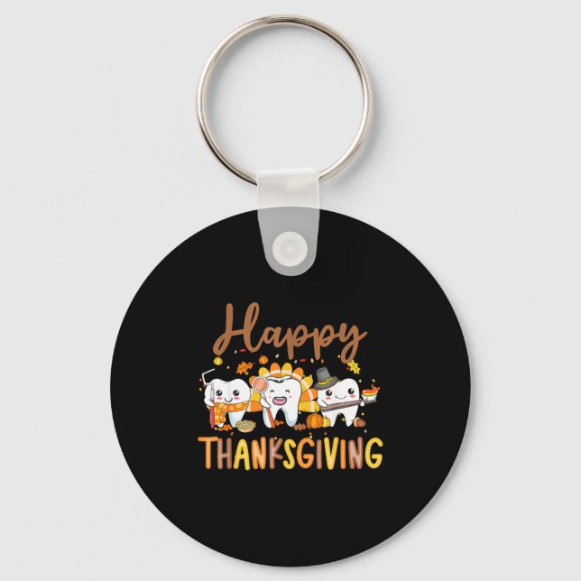 Chaveiro Funny Teeth Thanksgiving Dentist Turkey Dental Squ (Frente)