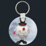 Chaveiro Funny Tin Snowman Christmas Keychain<br><div class="desc">This Christmas button keychain,  zip pull  features a funny very round tin snowman,  complete with top hat,  scarf and carrot nose. Perfect as a gift,  or stocking filler.</div>