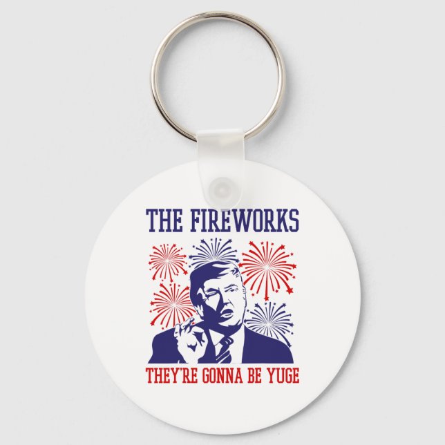 Chaveiro Funny Trump Cotação Fireworks 4 De Julho (Frente)