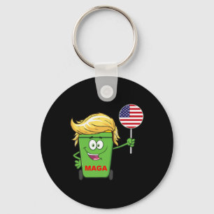 Chaveiro Funny Trump Mega Cartoon Garbage Flag Americano