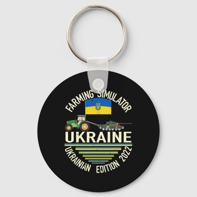Chaveiro Funny Ukrainian Farmer Steals Tank Meme I Stand Wi (Frente)