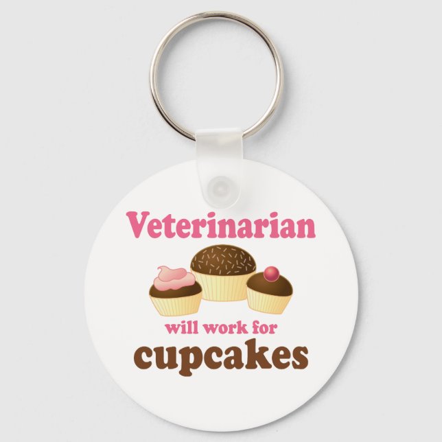 Chaveiro Funny vai trabalhar para Cupcakes veterinários (Frente)