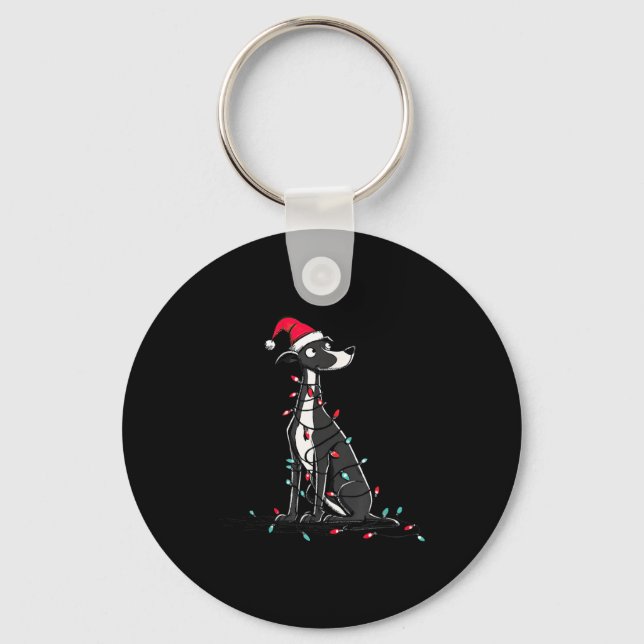 Chaveiro Funny Whippet Christmas Graphics Dog Lights Lover  (Frente)
