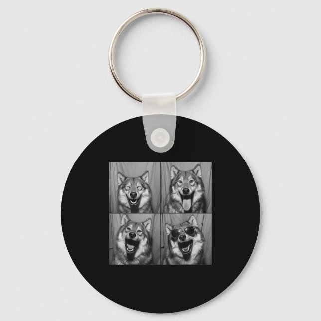 Chaveiro Funny Wolf Photo Booth Sungles Dog  (Frente)