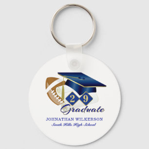 Chaveiro Futebol de Boné de formatura Azul Personalizado