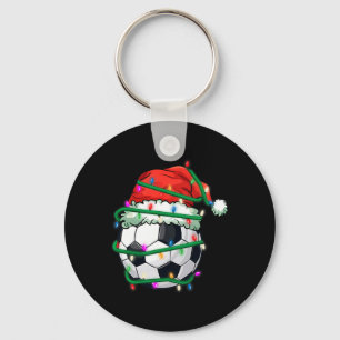 Chaveiro Futebol de Natal com Chapéu de Papai Noel em Luzes
