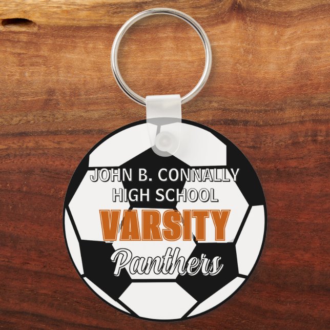 Chaveiro Futebol de Varsity Orange Personalizado para o Ens (Frente)