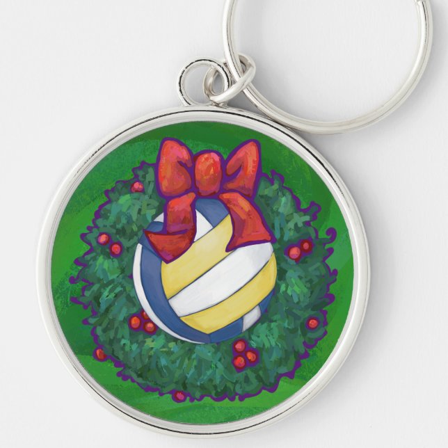Chaveiro Futebol em Wreath de Natal em Verde (Frente)