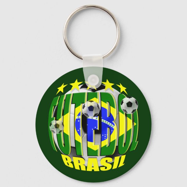 Chaveiro Futebol no brasil bola de futebol 5 estrelas prese (Frente)
