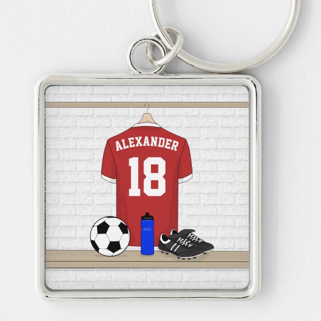 Chaveiro Futebol Red e White Personalizado Jersey (Frente)