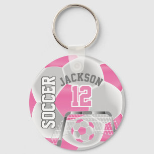 Chaveiro Futebol rosa e branco ⚽ esportes de bola