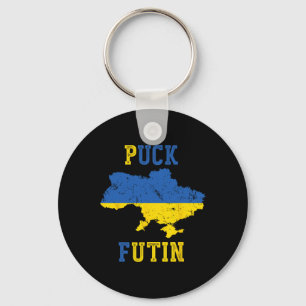 Chaveiro Futin de Puck Engraçado Eu Fico Com a Paz da Ucrân