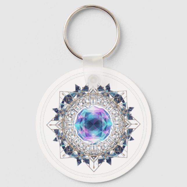 Chaveiro Futuristic Crystal Mandala – Geometric Tech Art (Frente)