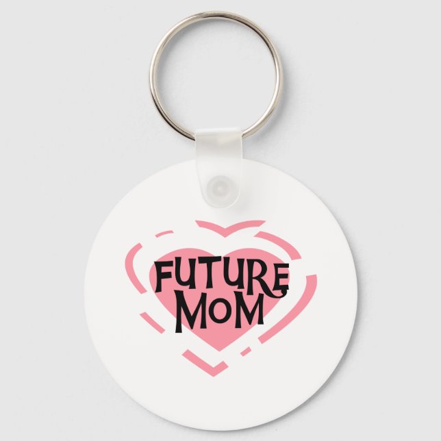 Chaveiro Futuro Mãe, Camisetas de Coração Rosa e Presentes (Frente)