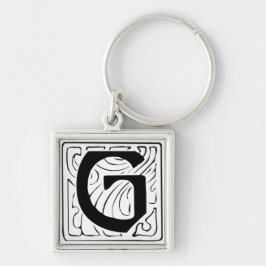 Chaveiro G Monogramm schwarz weiß Schlüsselanhänger