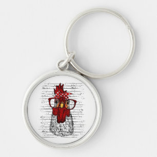 Chaveiro Galinha com bandana e óculos bonitos